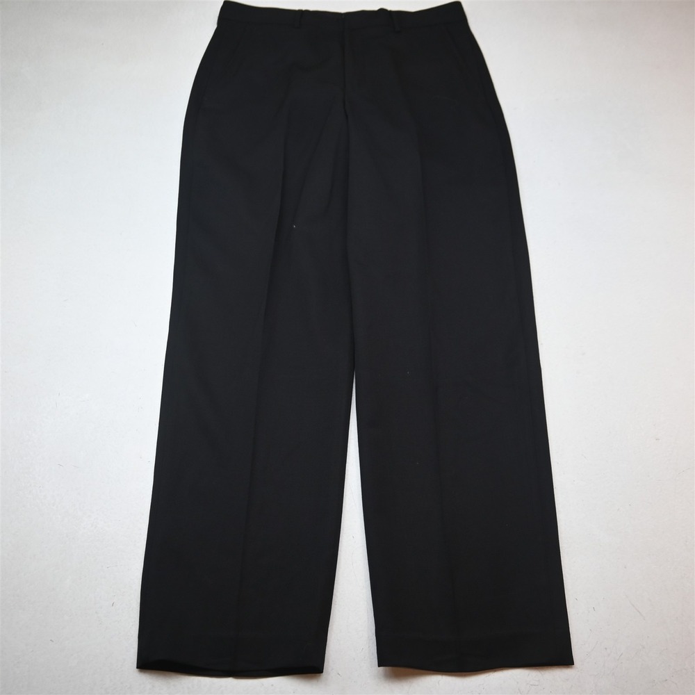 Eddie Bauer 34x32 Black 100% Wool Ruston High Waist Relaxed Dress Mens Pants